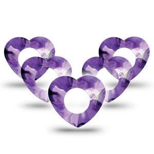 ExpressionMed Purple Storm Freestyle Libre 2 Heart Shape Tape, Abbott Lingo, 5-Pack misty like purple theme Overlay Patch CGM Design