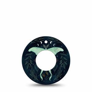 ExpressionMed Luna Moth Freestyle Libre and Libre 2 Plus Tape, Abbott Lingo, Single Tape Moth Cosmic Inspired, Fixing Ring Tape Continuous Glucose Monitor Design