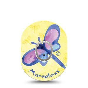 ExpressionMed Marvelous Dragonfly Dexcom G7 Tape, Dexcom Stelo Glucose Biosensor System, Single Tape and Single Sticker Purple Bug Dragonfly, Overlay Tape CGM Design