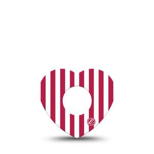 ExpressionMed Red Stripes Infusion Heart, 5-Pack Fun summer stripes Overlay Patch For Insulin Pump