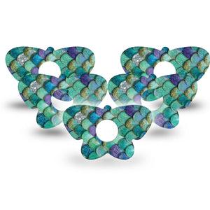 ExpressionMed Mermaid Scales Freestyle Libre 3 and Libre 3 Plus Butterfly, 5-Pack iridescent scale design Waterproof Sensor Cover for Continuous Glucose Monitor