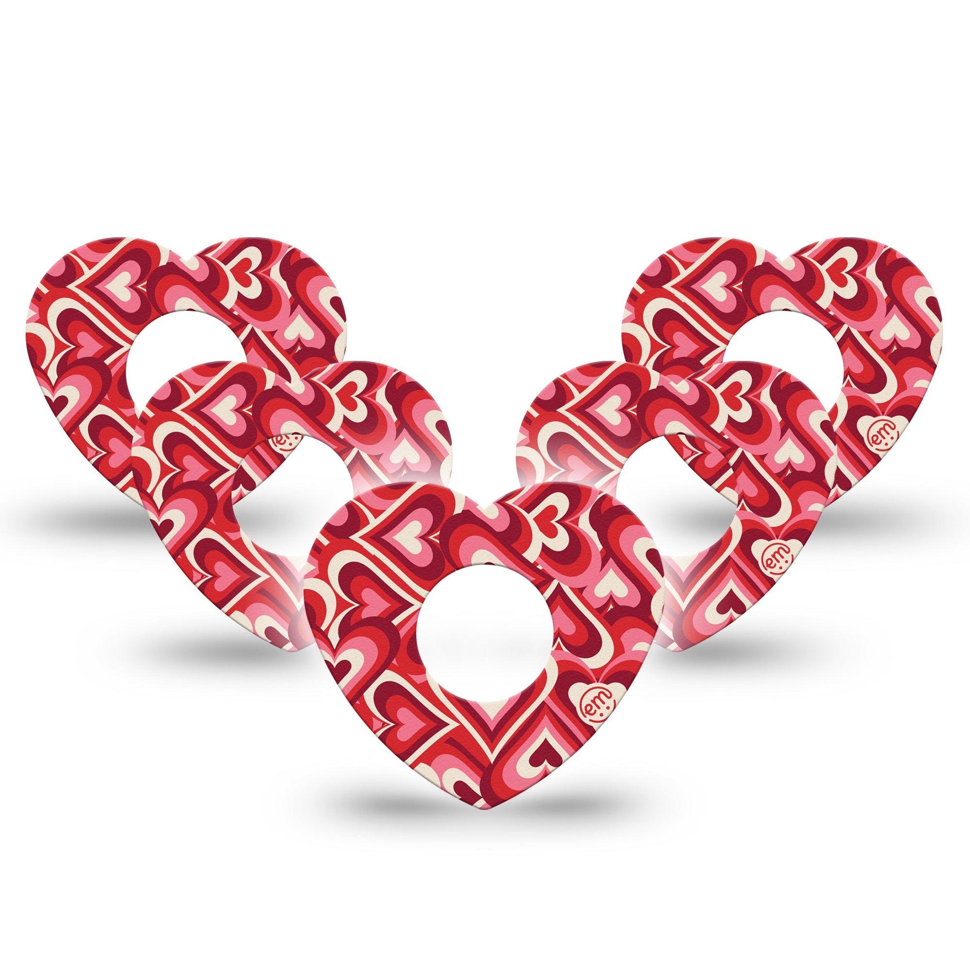 ExpressionMed Valentine Hearts Infusion Set Heart Shape Tape 10-Pack Tape Heart Gradient Inspired, Adhesive Tape Continuous Glucose Monitor Design