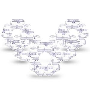 ExpressionMed Airplane Infusion Set Flower Shape Tape 10-Pack Tape Stenciled Aircraft, Plaster Continuous Glucose Monitor Design