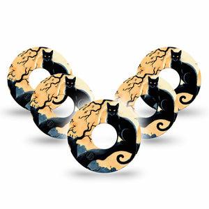 ExpressionMed Spooky Black Cat Freestyle Libre 3 and Libre 3 Plus Tape, 5-Pack Tape Cute Eerie Cat, Adhesive Tape Continuous Glucose Monitor Design
