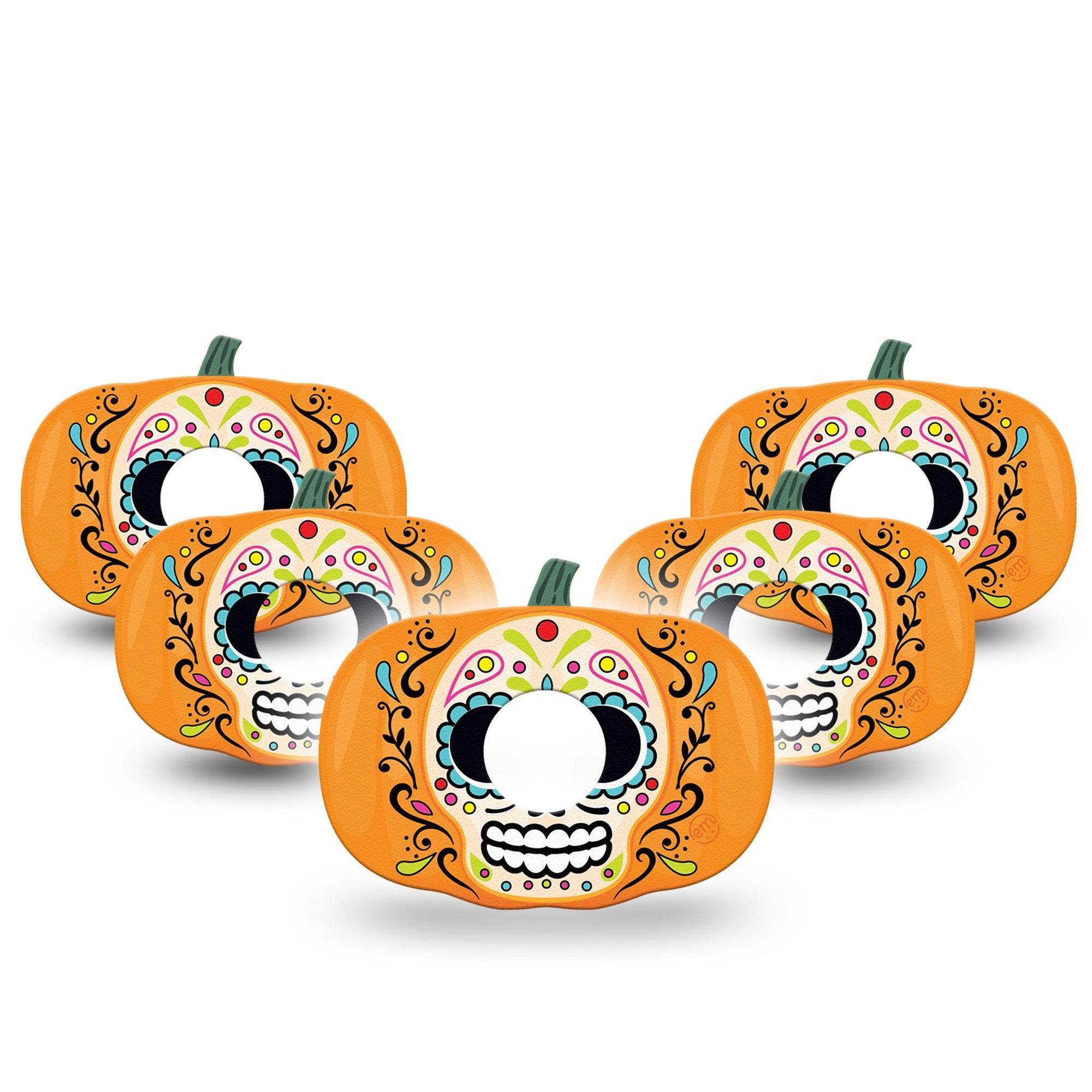 ExpressionMedSugar Skull Pumpkin Infusion Set Pumpkin Shape Tape 10-Pack Skull Floral Face Pumpkin Adhesive Tape CGM Design