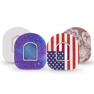 ExpressionMed All Time Best Sellers Variety Pack Omnipod Tape 4-Pack Tape and 4-Pack Sticker Variety Basic Best Designs, Adhesive Patch Pump Design