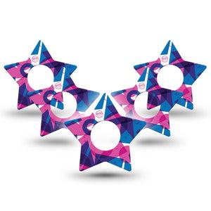 ExpressionMed Violet Vortex Infusion Set Star Shape Tape 10-Pack Tape Purple Blue Basic Shape Print, Fixing Ring Patch Continuous Glucose Monitor Design