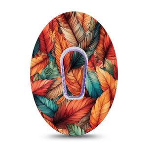 ExpressionMed Fall Leaf Feathers Dexcom G6 Tape 5-Pack Vivid Orange Blue Feathers Plaster CGM Design