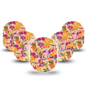 ExpressionMed Retro Brush Stroke Dexcom G7 Tape, Dexcom Stelo Glucose Biosensor System, 5-Pack Tape and 5-Pack Sticker Feather-Like Brush Stroke Print, Overlay Tape CGM Design