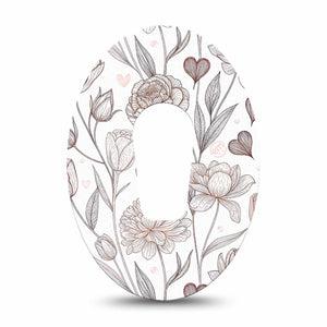 ExpressionMed Minimalist Botanical Dexcom G6, Single Tape Clean plant linework Fixing Ring Tape for Continuous Glucose Monitor