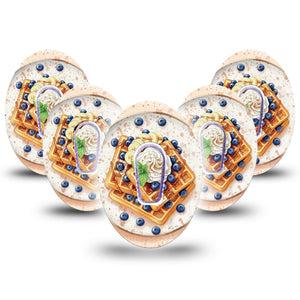 ExpressionMed Breakfast Dexcom G6, 5-Pack Tape and 5-Pack Sticker Waffles with toppings Decorative Decal for CGM