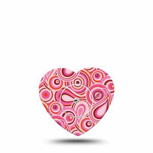 ExpressionMed BB Pink Party Freestyle Libre 2 Heart Shape Tape, Abbott Lingo, Single Tape and Single Sticker Pink Girlie Motif Inspired Adhesive Patch CGM Design