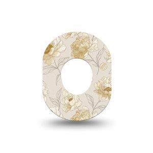 ExpressionMed Sketched Peonies Dexcom G7 and Dexcom Stelo Glucose Biosensor System Mini, Single Tape Neutral floral sketch Waterproof Plaster for CGM