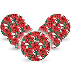 ExpressionMed Poinsettia Dexcom G7 Overpatch, 5-Pack CGM Adhesive Tape, Holiday Themed Design, Dexcom Stelo