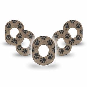 ExpressionMed Fuzzy Pawprints Dexcom G7 and Dexcom Stelo Glucose Biosensor System Mini, 5-Pack Brown paw prints Accessories for Continuous Glucose Monitor