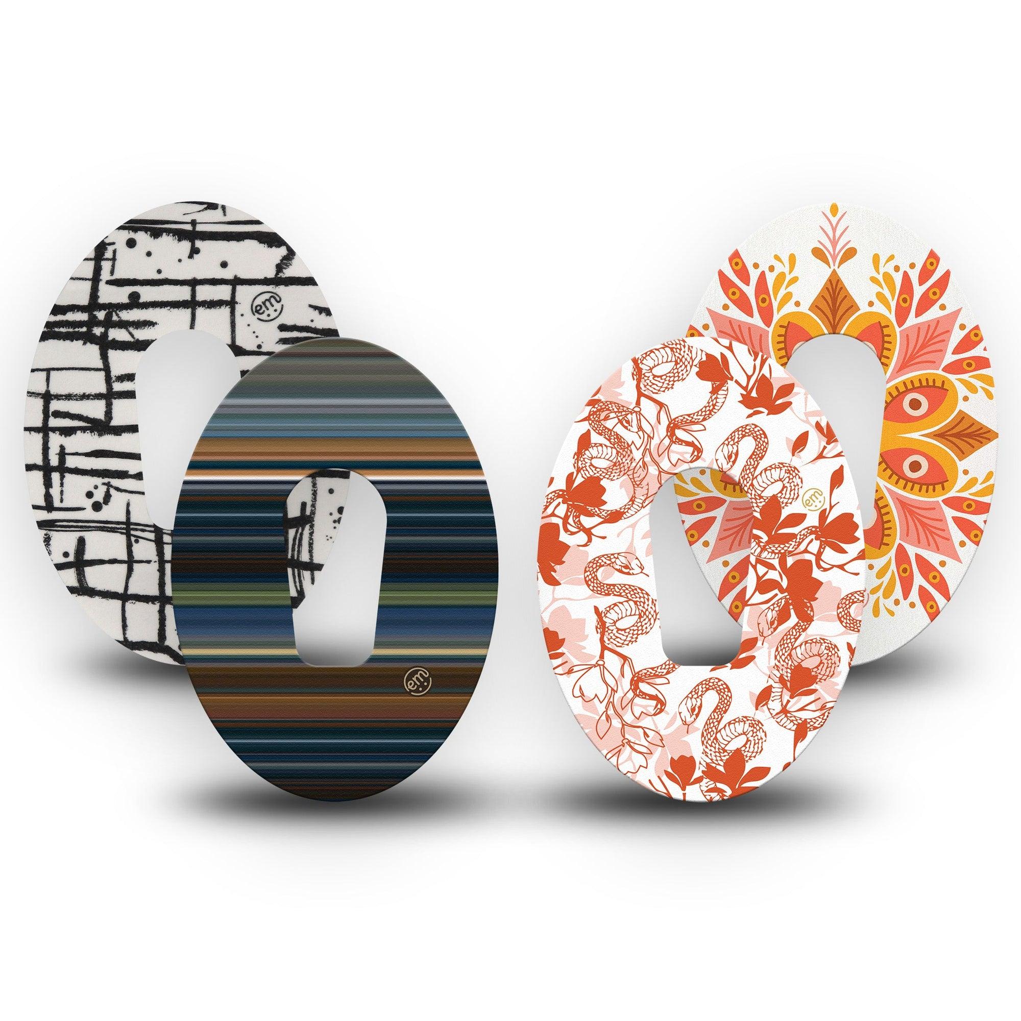ExpressionMed Earthbound Heat Variety Pack Dexcom G6 Tape 4-Pack Tape Fall Inspired Patterns, Plaster Continuous Glucose Monitor Design