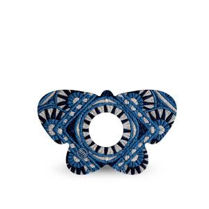 ExpressionMed Indigo Loomwork Freestyle Libre 3 and Libre 3 Plus Butterfly, Single Tape Black blue tan geometric Waterproof Adhesive Tape for CGM