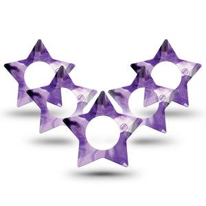 ExpressionMed Purple Storm Freestyle Libre 2 Star Shape Tape, Abbott Lingo, 5-Pack purple swirly cloud Plaster CGM Design