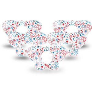 ExpressionMed Firework Doodles Dexcom G7 Butterfly Shape Tape 5-Pack Hand-Draw Firework Display Adhesive Patch CGM Design