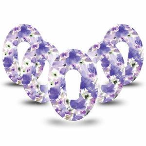 ExpressionMed Italian Blooms Dexcom G6 Tape 5-Pack Amethyst Watercolor Painted Garden Plaster CGM Design