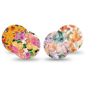 ExpressionMed Sunset Petals Variety Pack Freestyle Libre 3 and Libre 3 Plus Overpatch, 4-Pack Tape Variety Delicate Orange Pink Petals, Adhesive Patch CGM Design