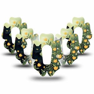 ExpressionMed Jungle Cat Dexcom G6 Flower, 5-Pack Black kitten meadow Plaster for Continuous Glucose Monitor