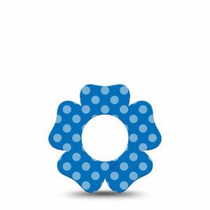 ExpressionMed Blue Polka Dots Freestyle Libre 2 and Libre 2 Plus Flower Shape Tape, Abbott Lingo, Single Tape NDAM Polka Dots, Plaster CGM Design