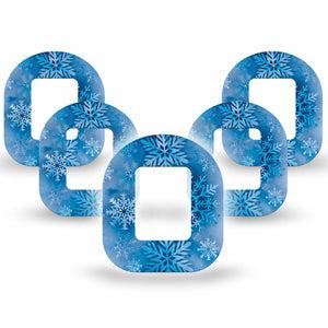 ExpressionMed Falling Snow Tandem Mobi Tape, 5-Pack Tape Icy Blue Snowflakes, Adhesive Tape CGM Design