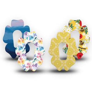 ExpressionMed Summer Brights Dexcom G6 Flower, 4-Pack Tape Perfect springy details Overlay Patch for Continuous Glucose Monitor