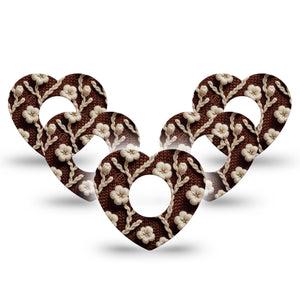 ExpressionMed Cozy Sweater Infusion Set Heart Shape Tape 10-Pack Tape Brown Sweater White Petals Inspired, Adhesive Tape Continuous Glucose Monitor Design