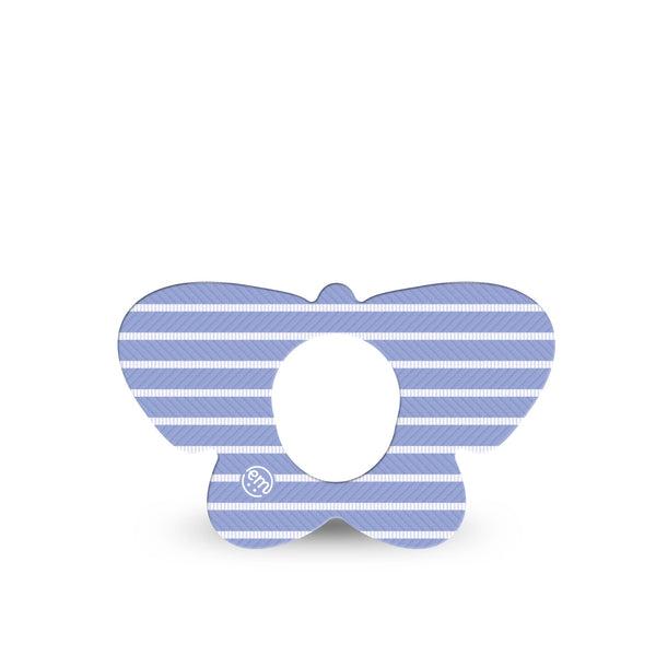 ExpressionMed Blue Stripes Dexcom G7 and Dexcom Stelo Glucose Biosensor System Butterfly, Single Tape Thin blue stripes Overlay Tape for CGM