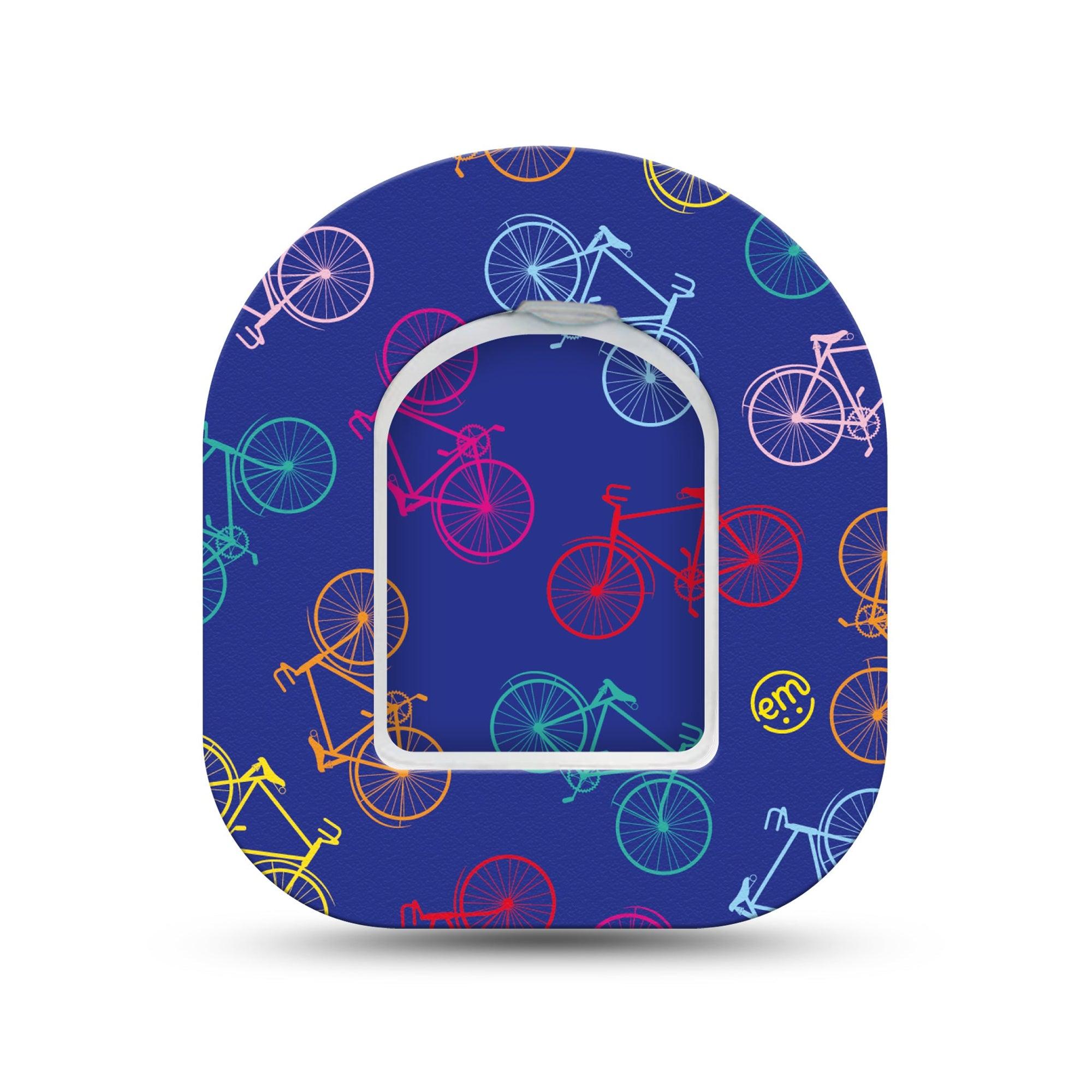 ExpressionMed Neon Bicycles Omnipod Surface Center Sticker and Mini Tape Monotoned Bicycles Inspired Vinyl Sticker and Tape Design Pump Design