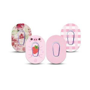 ExpressionMed Powder Pink Variety Pack Dexcom G6 Mini Tape, 4-Pack Tape and 4-Pack Sticker Variety, Solid Color Pack, Adhesive Tape CGM Design