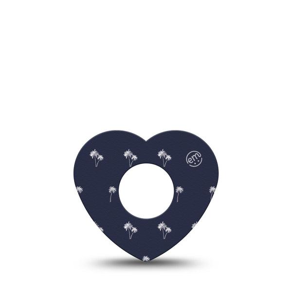 ExpressionMed Palm Trees Infusion Set Heart Shape Tape 5-Pack Tape Palm Oasis, Plaster Continuous Glucose Monitor Design