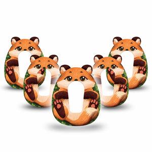ExpressionMed Fox Dexcom G6 Gumdrop Shape Tape, 5-Pack Tape Fluffy Fox Friend, Overlay Patch CGM Design