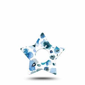 ExpressionMed Sapphire Petals Freestyle Libre 3 Star Shape Tape Single Sky blue flower design Patch CGM Design