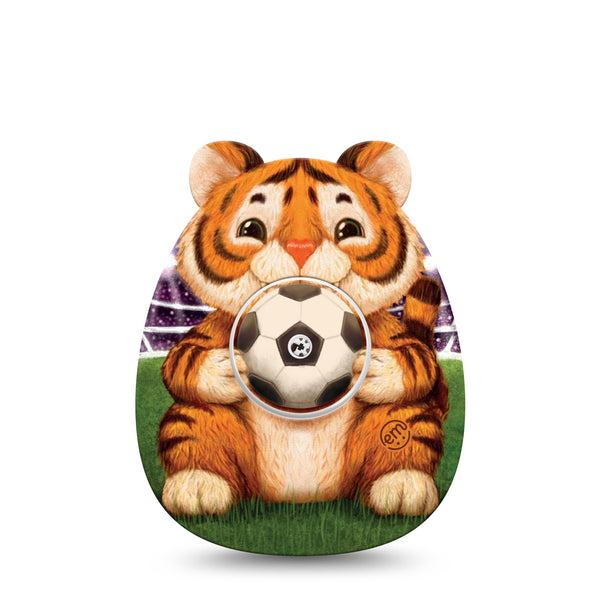 ExpressionMed Playful Tiger Freestyle Libre, Libre 2 Plus, and Abbott Lingo, Single Tape and Single Sticker sporty tiger graphic Overlay Patch for CGM