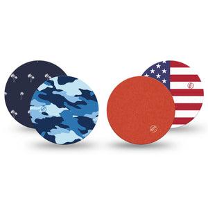 ExpressionMed USA Basics Freestyle Libre 3 and Libre 3 Plus OverPatch, 4-Pack Tape classic usa colors Plaster for CGM