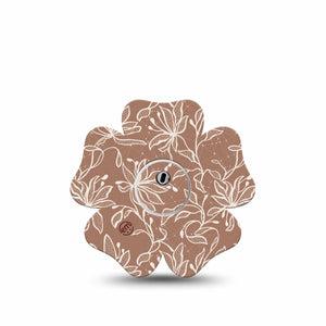 ExpressionMed Mocha Mousse Lace Freestyle Libre 3 and Libre 3 Plus Flower Shape Tape, Single Tape and Single Sticker Pantone Color Of The Year, Overlay Tape CGM Design