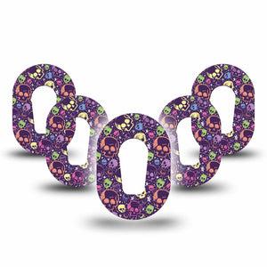 ExpressionMed Neon Skulls Dexcom G6 Mini Tape, 5-Pack Tape Electric Colorful Skulls, Adhesive Tape CGM Design