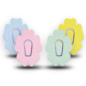 ExpressionMed Solids Variety Pack Dexcom G6 Flower Shape Tape, 4-Pack Tape and 4-Pack Sticker Variety, Pastel Colors, Adhesive Patch Continuous Glucose Monitor Design