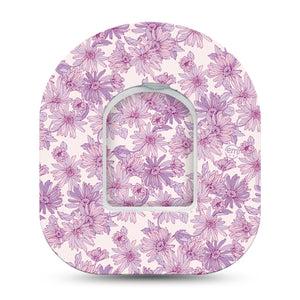ExpressionMed Purple Daisy Omnipod Tape, Single Tape and Single Sticker Lilac Daisy Garden, Adhesive Patch Pump Design