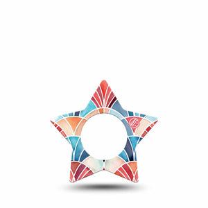 ExpressionMed Watercolor Fan Freestyle Libre, Libre 2 Plus, and Abbott Lingo Star, Single Tape Stained glass fan pattern Decorative Patch for CGM
