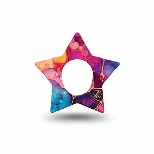 ExpressionMed Rainbow Ink Dexcom G7 and Dexcom Stelo Glucose Biosensor System Star, Single Tape Painterly ink texture Overlay Tape for CGM