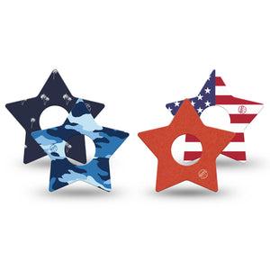 ExpressionMed USA Basics Freestyle Libre 3 and Libre 3 Plus Star, 4-Pack Tape american color theme Decorative Adhesive Tape for Continuous Glucose Monitor