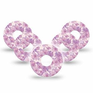 ExpressionMed Purple Daisy Freestyle Libre 3 and Libre 3 Plus Tape, 5-Pack Tape Pastel Lilac Florals, Adhesive Tape Continuous Glucose Monitor Design