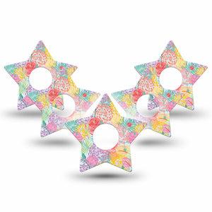 ExpressionMed Spring Flowers Freestyle Libre 3 and Libre 3 Plus Star, 5-Pack Pastel bouquet Decorative Patch for Continuous Glucose Monitor