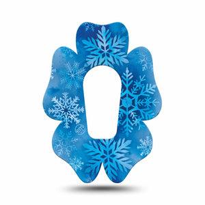 ExpressionMed Falling Snow Dexcom G6 Flower Shape Tape, Single Tape Blue Crystals, Adhesive Patch Continuous Glucose Monitor Design