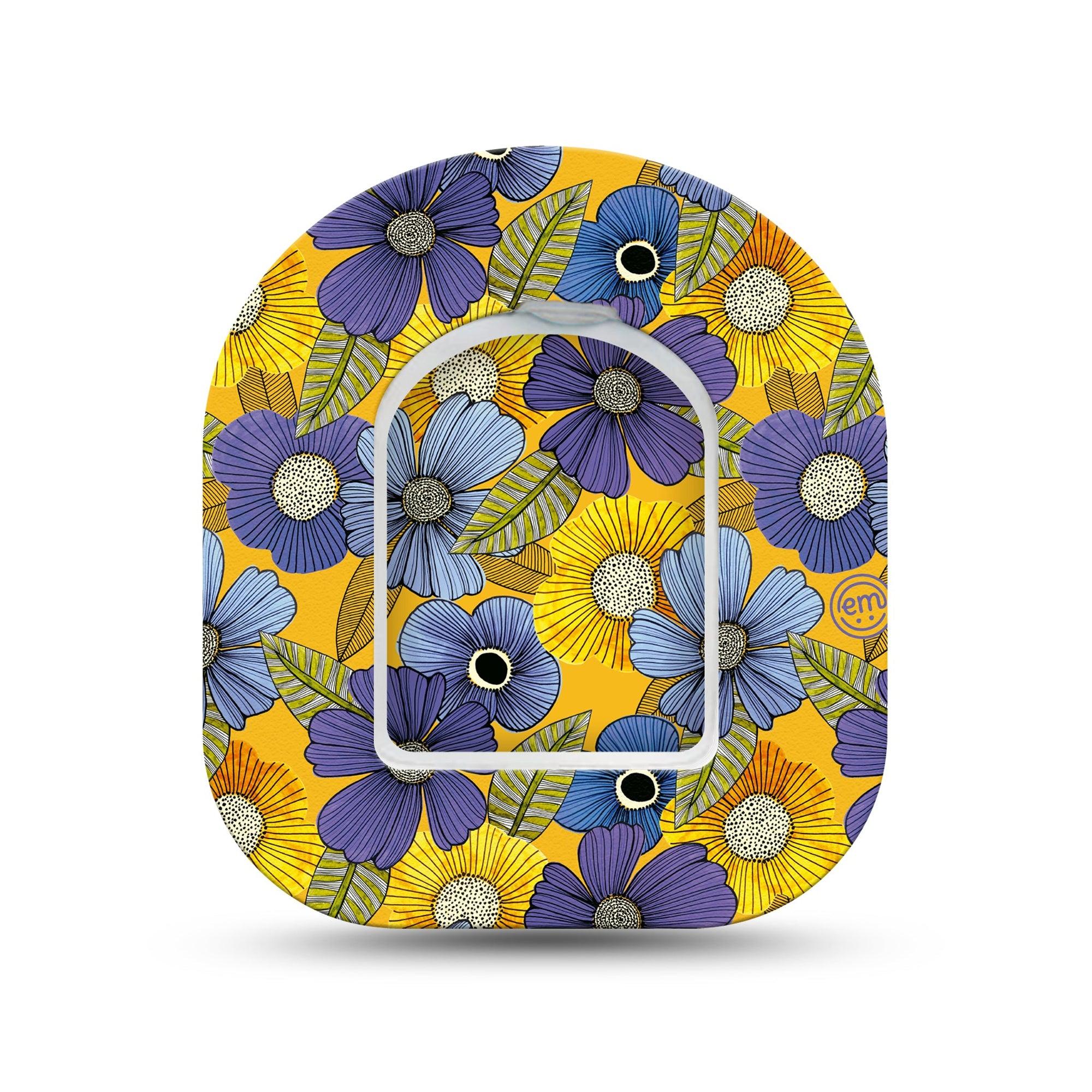 ExpressionMed Charming Blooms Omnipod Surface Center Sticker and Mini Tape Floral Variety Inspired Vinyl Sticker and Tape Design Pump Design