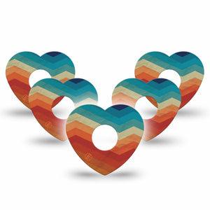 ExpressionMed Retro Winter Coat Freestyle Libre 3 and Libre 3 Plus Heart Shape Tape, 5-Pack Tape Retro Inspired, Patch CGM Design